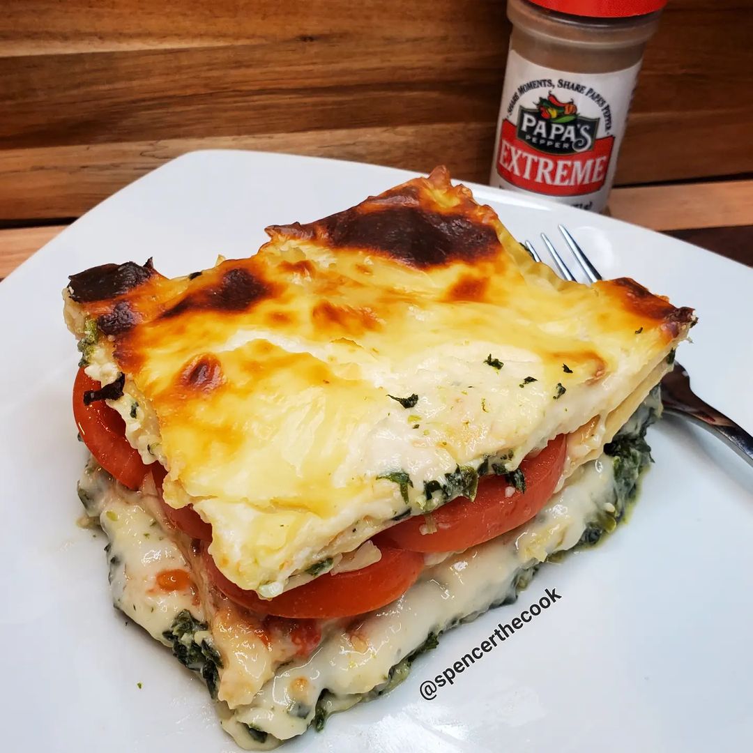 Papa's Pepper Spicy Spinach and Tomato Lasagna